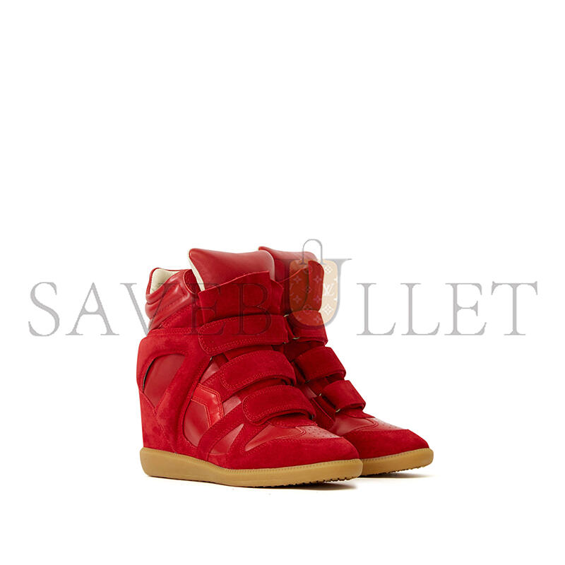 ISABEL MARANT BEKETT LEATHER WEDGE SNEAKERS BK0010FAC1E02S70RD